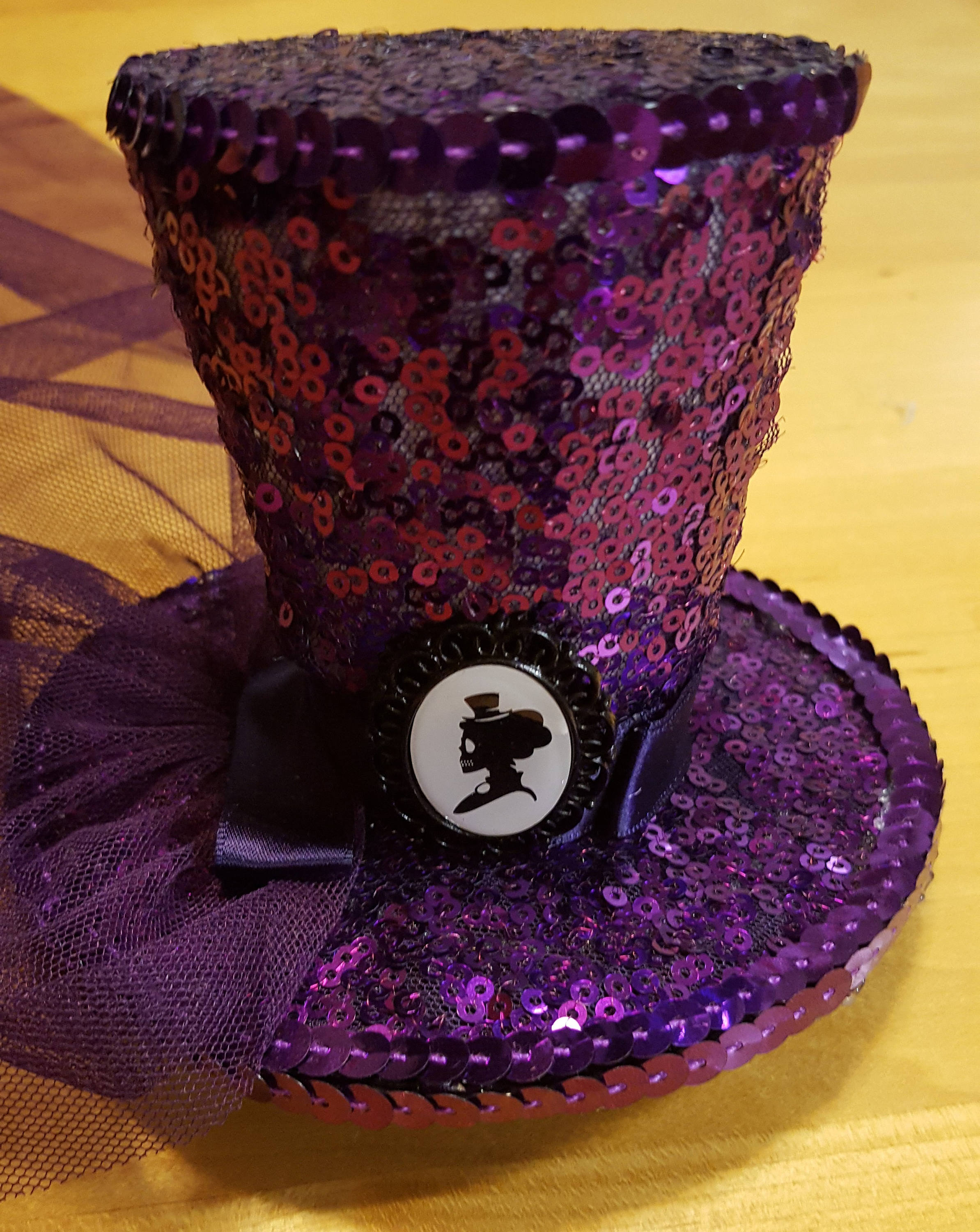 Purple Sequins Mini Top Hat